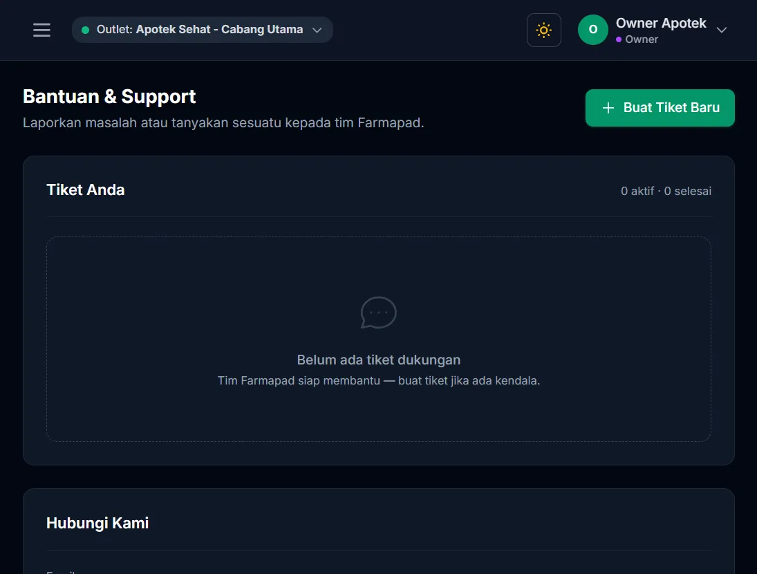 Halaman bantuan dan support