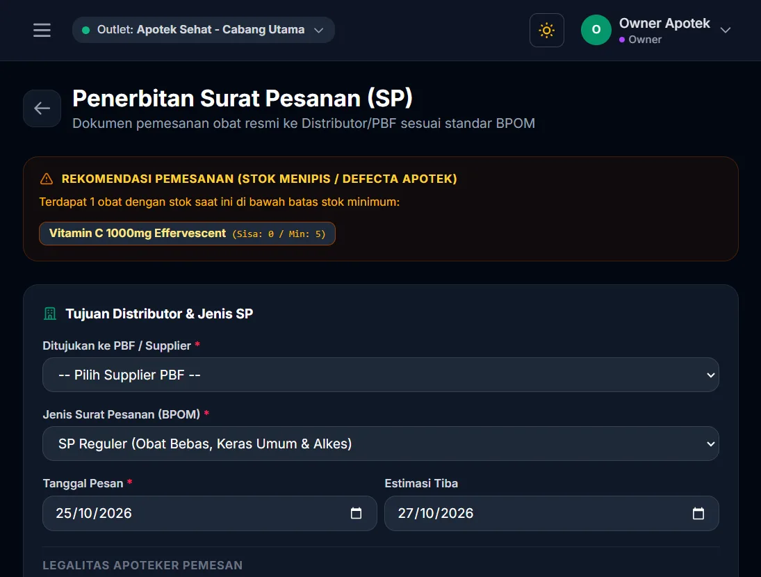 Formulir surat pesanan